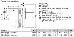 KDN86AWE0N Serie | 6 Üstten Donduruculu Buzdolabı 186 x 86 cm Beyaz