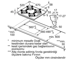POP7C9O10O Serie | 2 Gazlı Ocak 67 cm Sert cam, Antrasit gri