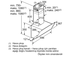 DWK65AD70R Serie | 4 Duvar Tipi Davlumbaz 60 cm Antrasit Gri Cam Yüzey