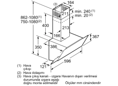 DWK065G60T Serie | 4 Duvar Tipi Davlumbaz 60 cm Siyah Cam Yüzey