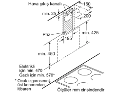 DWK65AD60R Serie | 4 Duvar Tipi Davlumbaz 60 cm Siyah Cam Yüzey