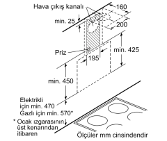 DWK65AD20R  Serie | 4 Duvar Tipi Davlumbaz 60 cm Beyaz Cam Yüzey