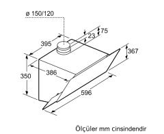 DWK65AD20R  Serie | 4 Duvar Tipi Davlumbaz 60 cm Beyaz Cam Yüzey