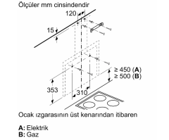 DWF65AJ20T Serie | 4 Duvar Tipi Davlumbaz 60 cm Beyaz Cam Yüzey
